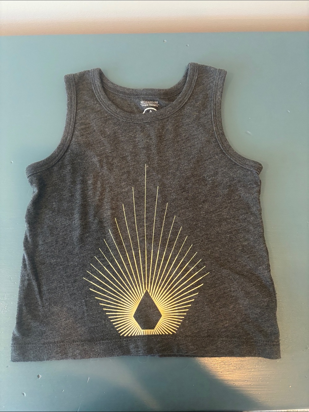 Volcom Children's Dark Gray Graphic Tank Top with Gold Sunburst
